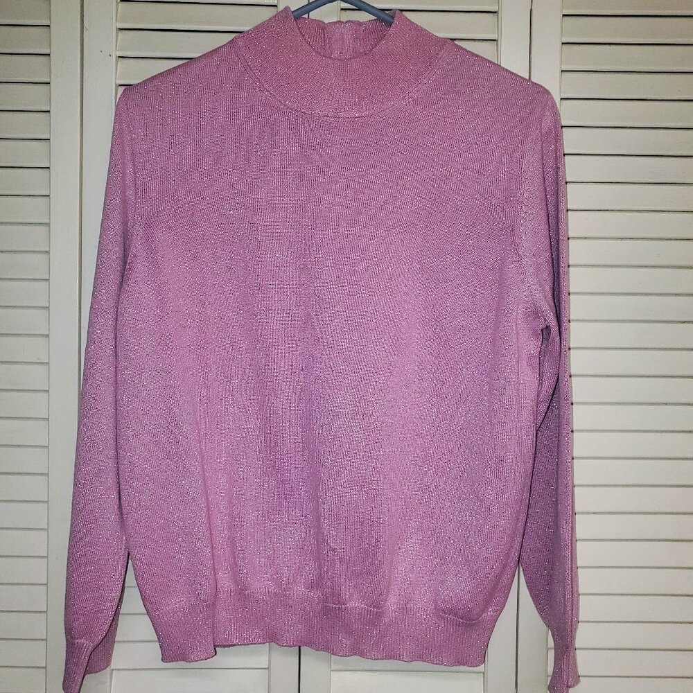 Draper's and Damon's Petites Pink and Silver Sparkle Sweater